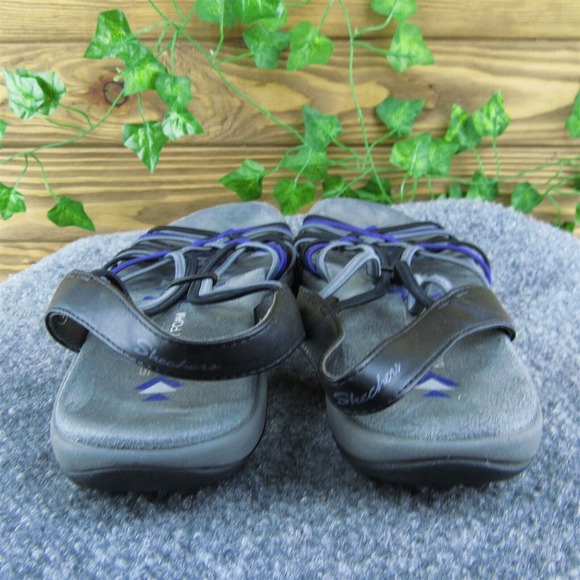 Skechers Memory Foam‎ Women Strappy Sandal Shoes Gray Synthetic Size 8 Medium - Picture 5 of 10